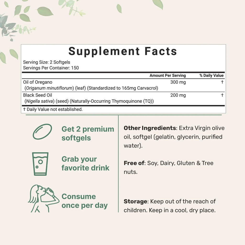 Fresh Extract Immune Support: Oregano Oil & Black Seed Oil Synergy