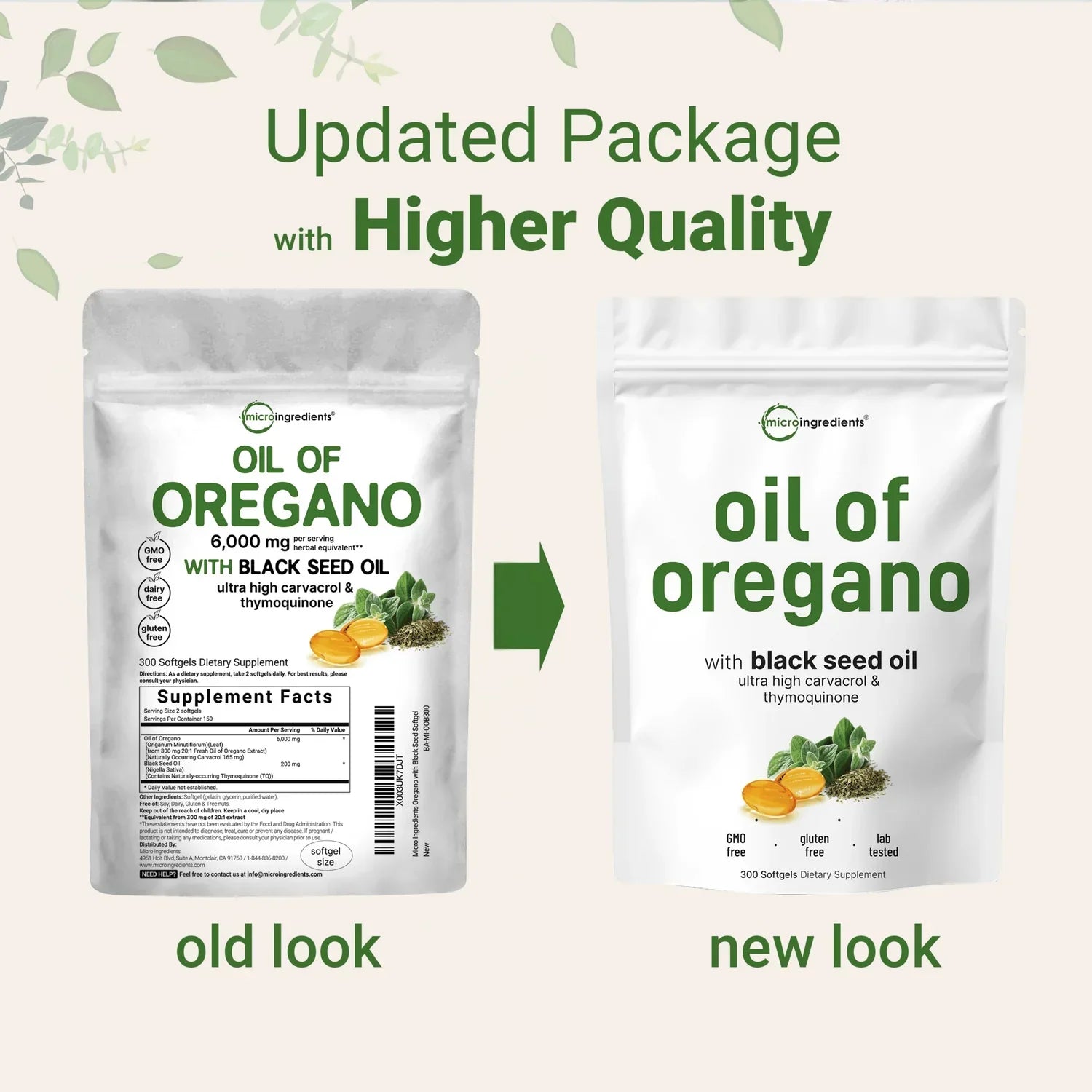 Oregano Oil with Black Seed Oil  Powerful Immune Support| Non-GMO, 3rd-Party Tested