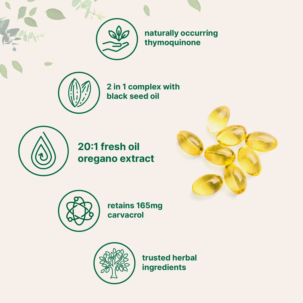 Oregano Oil & Black Seed Oil Softgels - 2-in-1 Foundational Wellness