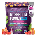 Organic Mushroom Gummies -Lions Mane Mushroom Supplement Gummies- Immune Defense, Boosts Cognitive Performance - 80 Gummies