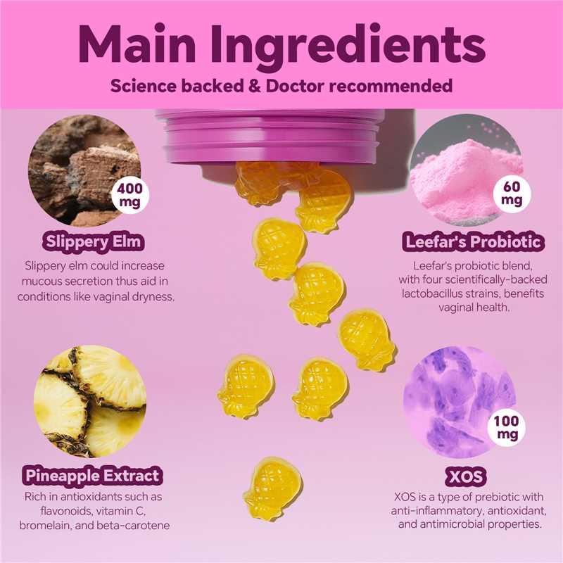 Her Juicy Feminine Probiotics Gummies - 60ct Pineapple Flavor for Women’s pH Balance