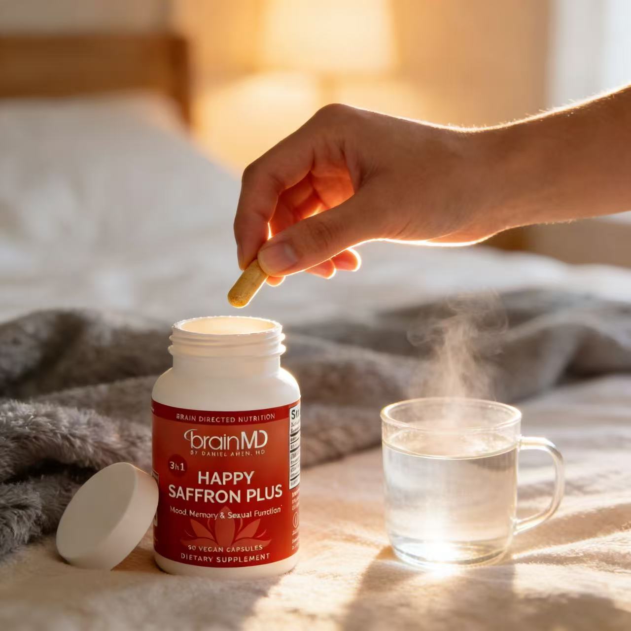 Happy Saffron with Magnesium & B6 Vegan Capsules – For Balanced Mood & Restful Sleep, 90 Ct