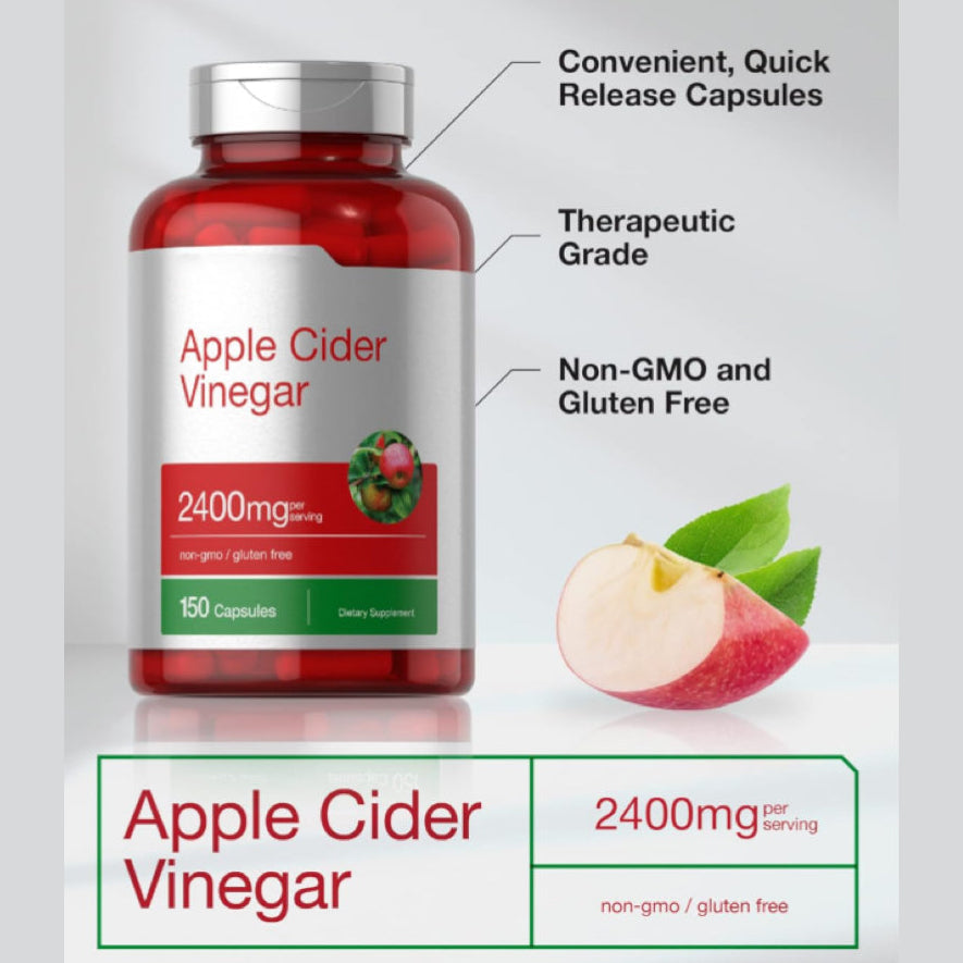 Apple Cider Vinegar Capsules | 2400mg | 150 Count | Non-GMO, Gluten Free Supplement