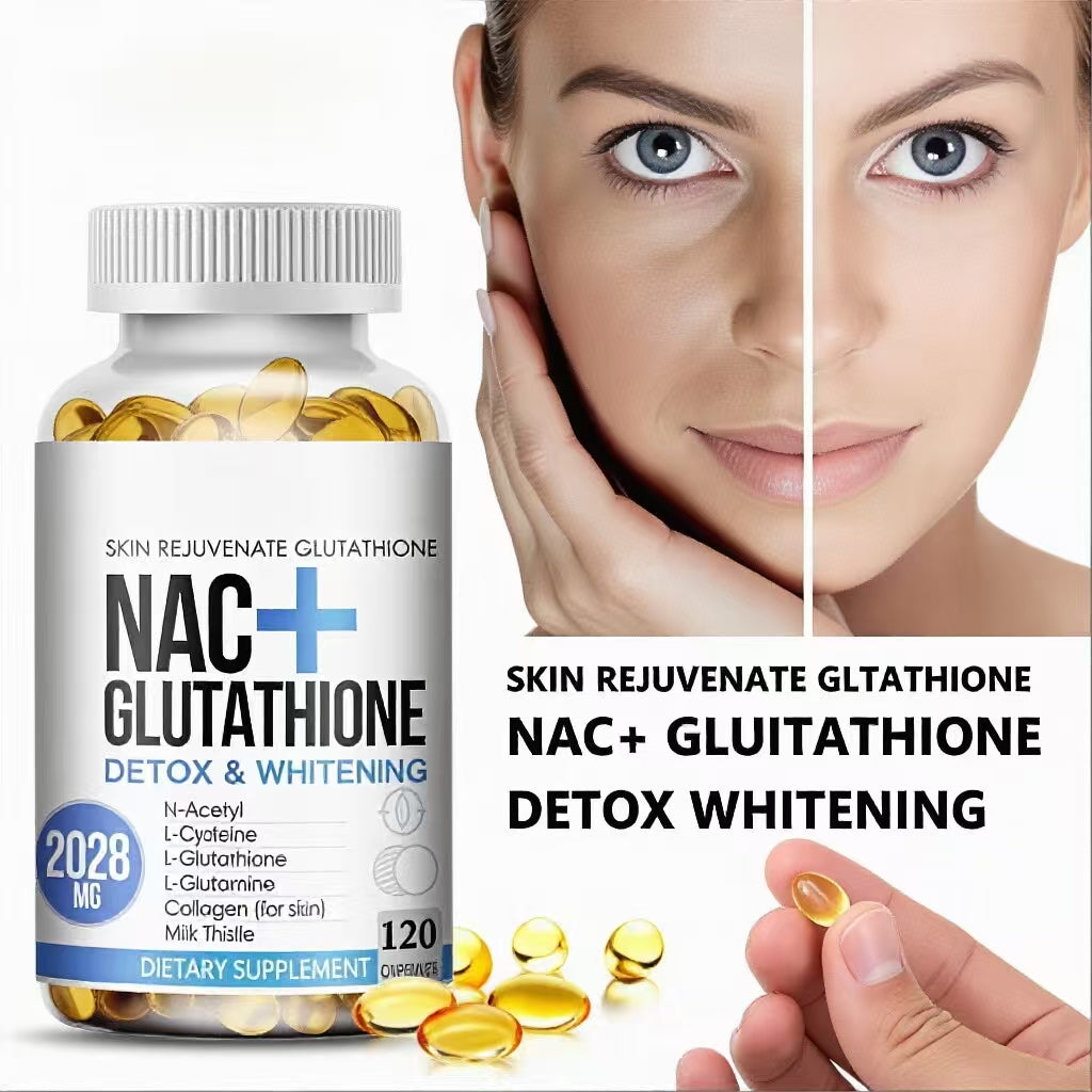 NAC Glutathione Collagen Capsules 2028mg Skin Whitening Anti-Aging Antioxidant , Supports Liver Health,120 Capsules