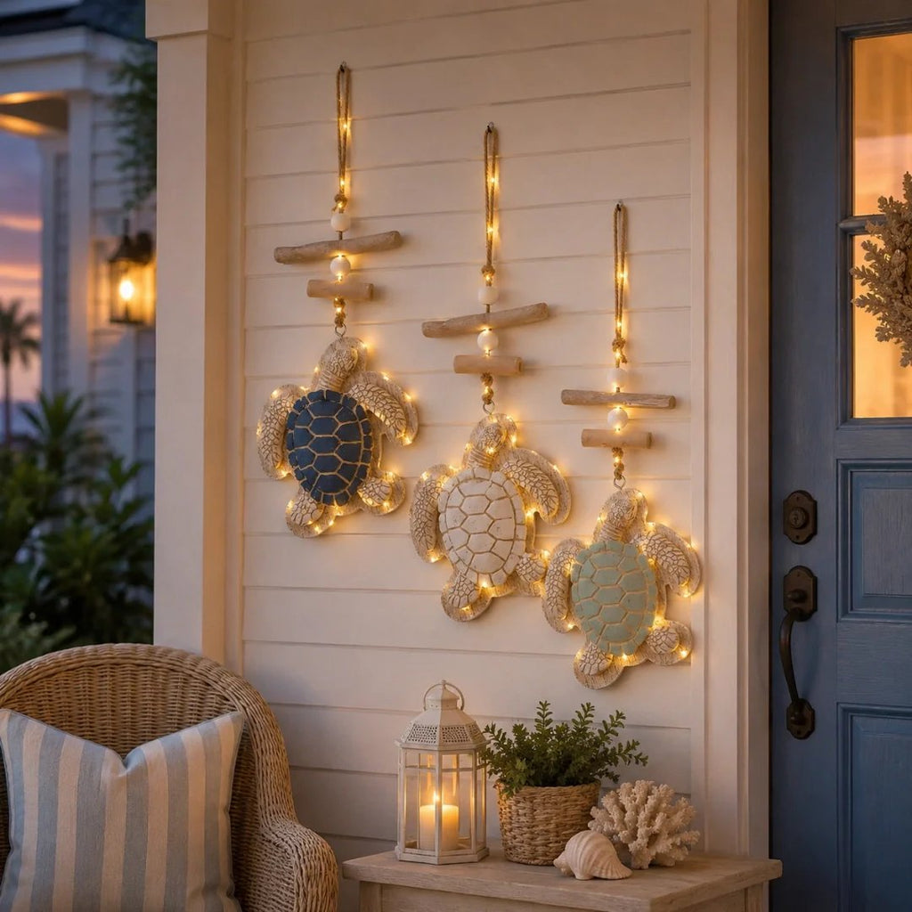 Lighted Coastal Sea Turtle Hanging Wall Decor with Remote