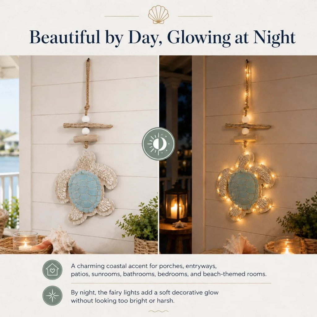 Lighted Coastal Sea Turtle Hanging Wall Decor with Remote