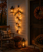 🎉Rustic White Pumpkin Hanging Swag – 5-Pumpkin Fall Wall & Door Decor