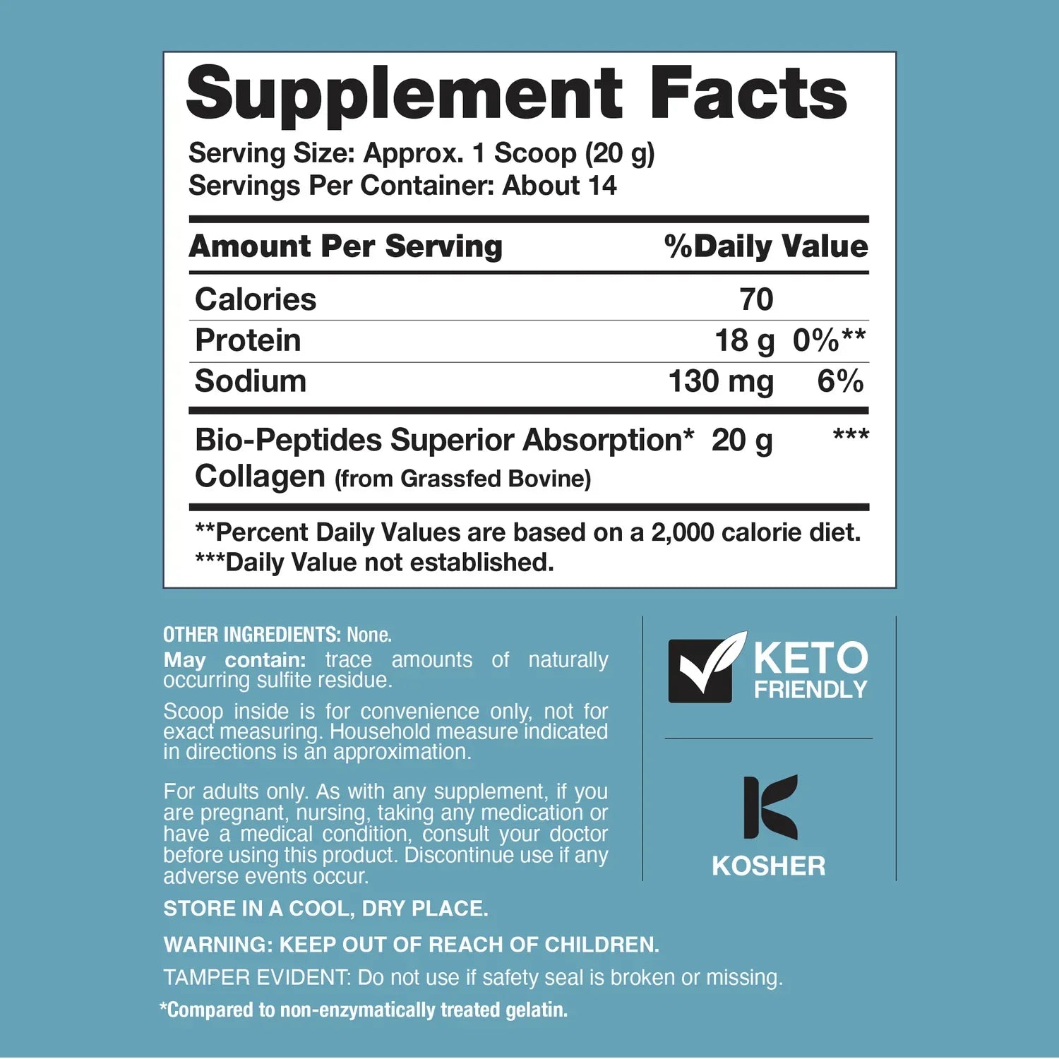 Collagen Bio-Peptides Powder 20oz Grassfed Collagen Protein