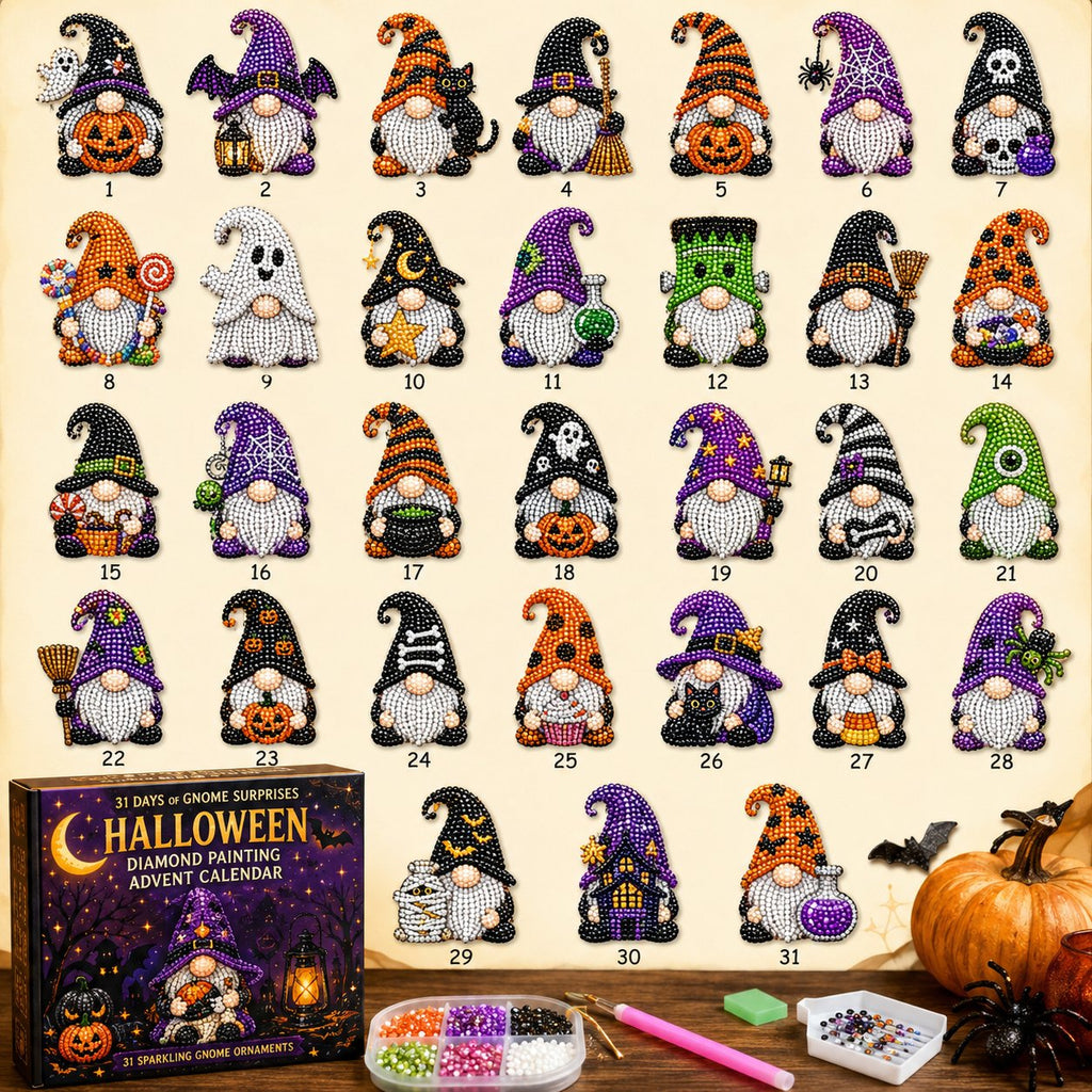 🔥LAST DAY 60% OFF - 🎃✨ 31 Days of Gnome Surprises Halloween Diamond Painting Advent Calendar