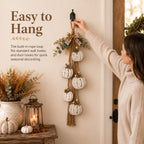 🎉Rustic White Pumpkin Hanging Swag – 5-Pumpkin Fall Wall & Door Decor