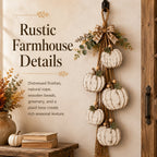 🎉Rustic White Pumpkin Hanging Swag – 5-Pumpkin Fall Wall & Door Decor