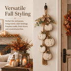 🎉Rustic White Pumpkin Hanging Swag – 5-Pumpkin Fall Wall & Door Decor