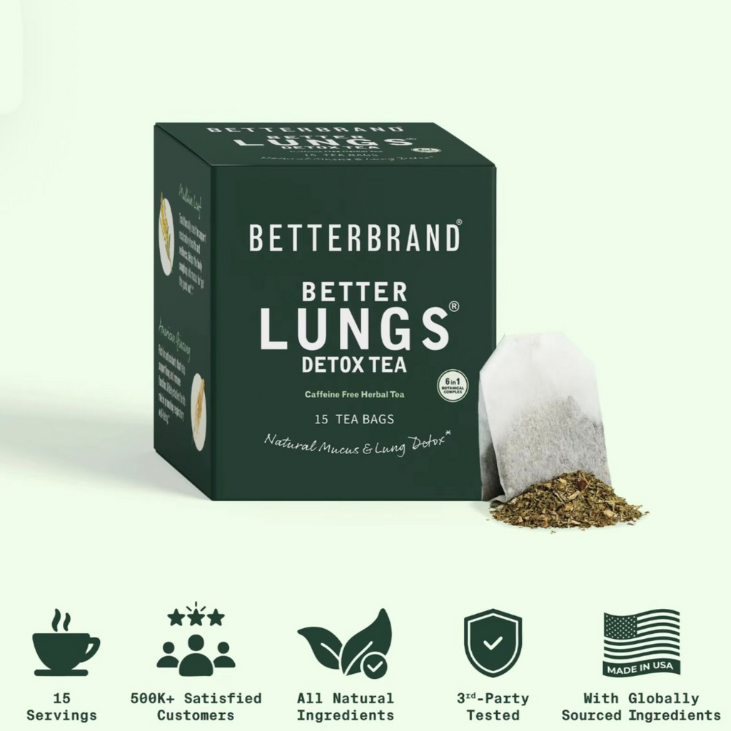 Mullein Tea Bags for Lung Detox - Respiratory Support with Thyme, Elderberry, Ginseng, Ginger, Caffeine Free  - 15 Tea Bags (1PC)