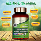 Zooone Lutein Eye Vitamins Supplement 90pcs, Lutein & Zeaxanthin for Women Men to Against Macular & Dry Eye