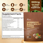 18-in-1 Premium Herbal Blend Capsules, Supports Cleanse, Wormwood Black Walnut Clove Cleanse for Humans, 6600mg Serving