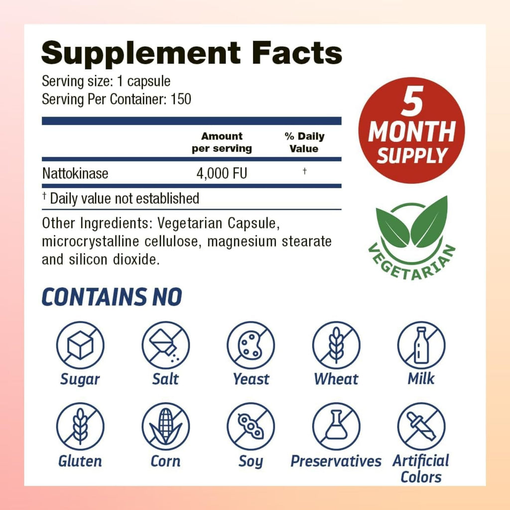 Nattokinase 4000 FU - 150 Vegan Capsules