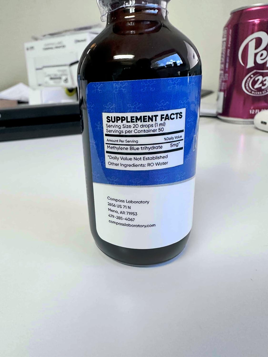 Methylene Blue Pharmaceutical Grade, USP Grade, Third-Party Tested Dietary Supplement for Humans, No Formaldehyde, Made in USA (0.5% 50ml Bottle)-Shop