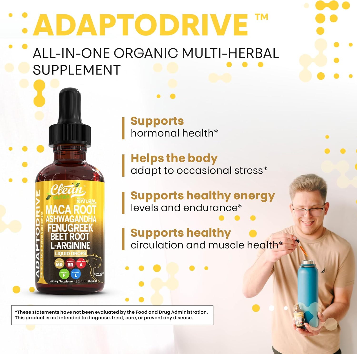 Adapto Drive Organic Maca Root Liquid Drops – Energy, Hormone Balance & Vitality Support – Liquid Multivitamin for Women & Men