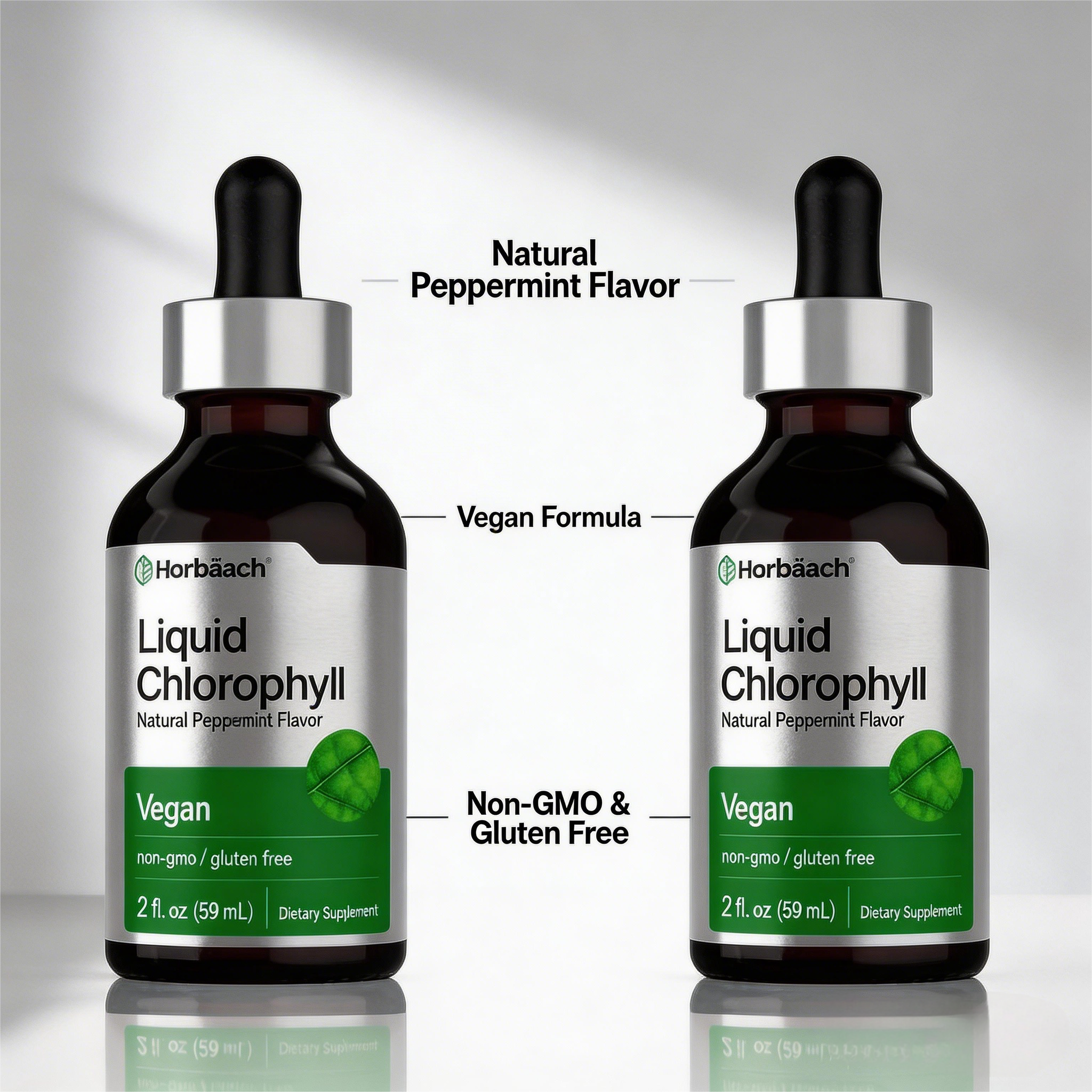 Liquid Chlorophyll Drops 2 oz Vegan, Non-GMO, and Gluten Free Formula | Natural Peppermint Flavor
