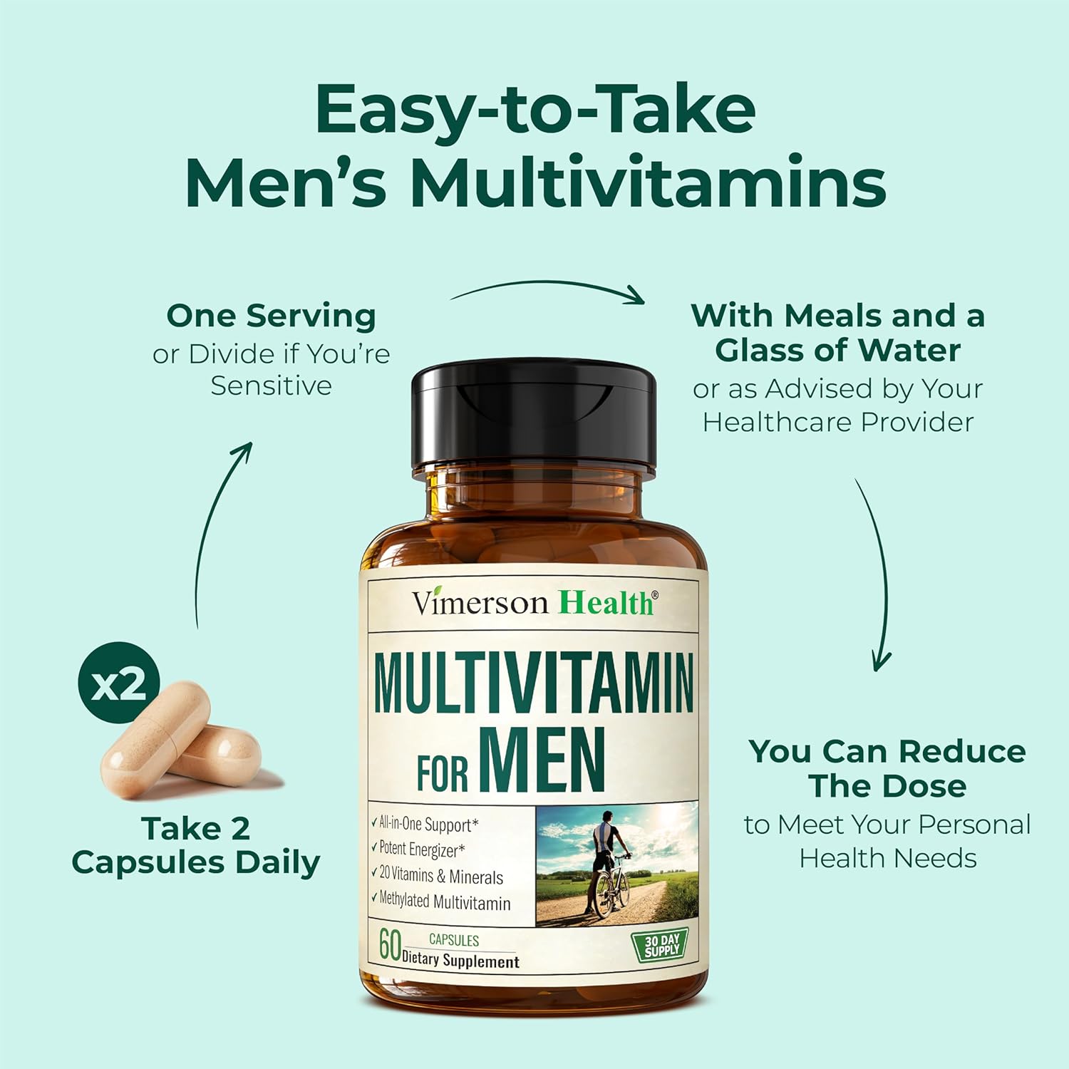 Multivitamin for Men& Multiminerals Capsules with Vitamin B12, A, D, C, Zinc, Magnesiu