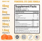 Lutein Gummies for Eye Health – Vision Support Eye Vitamins, Blueberry Flavor, 60 Gummies