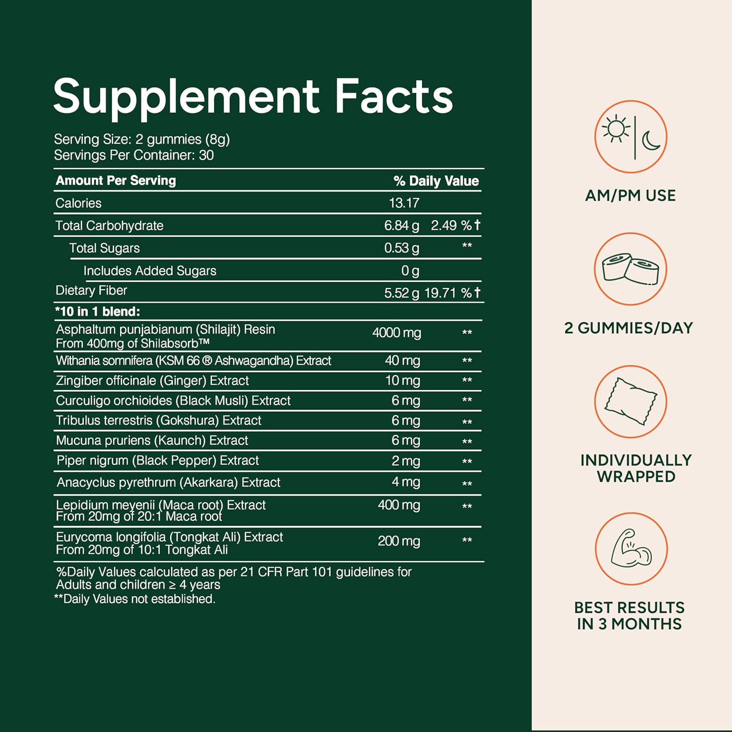 10-in-1 Shilajit Gummies (4000mg)|Tongkat Ali, Maca, 75% Fulvic Acid | Sugar-Free & Vegetarian.3