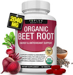 Toplux Organic Beet Root Powder Tablets - 2040mg Natural Nitric Oxide Beets to Support
