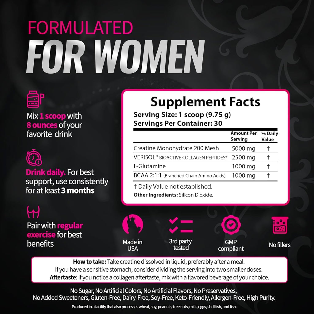 Bold Buns Creatine for Women – Booty Builder Supplement with Collagen & BCAA