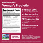 PH Balance, Digestive, UT, & Feminine Health - 50 Billion CFU - 6 Unique Strains for Women - Organic Prebiotics, Cranberry Extract+ - Probiotic - 60 CT