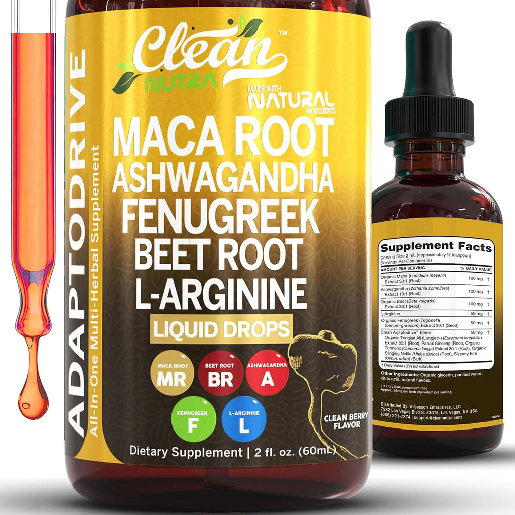 Adapto Drive Organic Maca Root Liquid Drops – Energy, Hormone Balance & Vitality Support – Liquid Multivitamin for Women & Men
