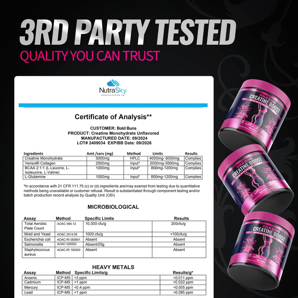 Bold Buns Creatine for Women – Booty Builder Supplement with Collagen & BCAA