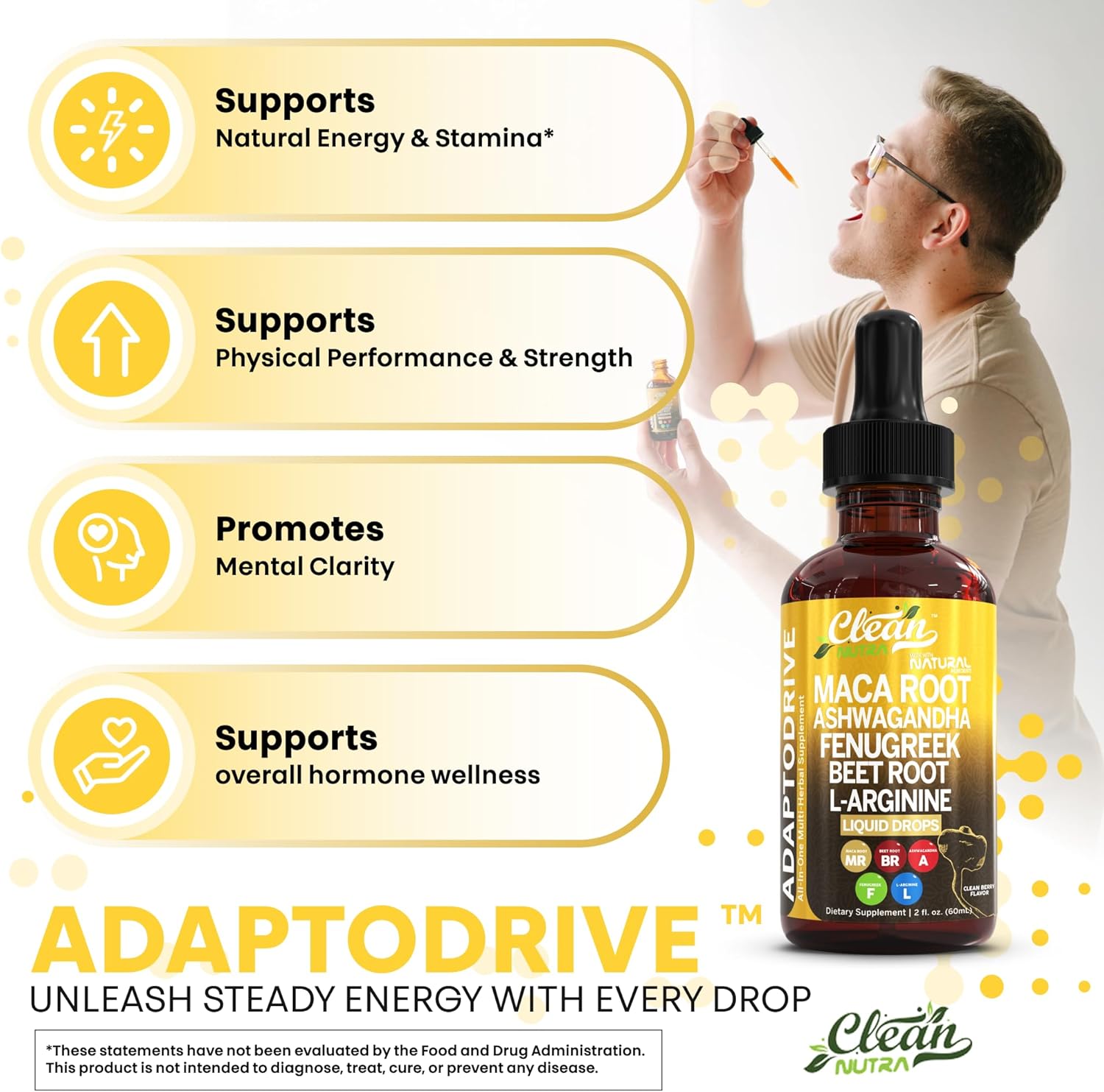 Adapto Drive Organic Maca Root Liquid Drops – Energy, Hormone Balance & Vitality Support – Liquid Multivitamin for Women & Men