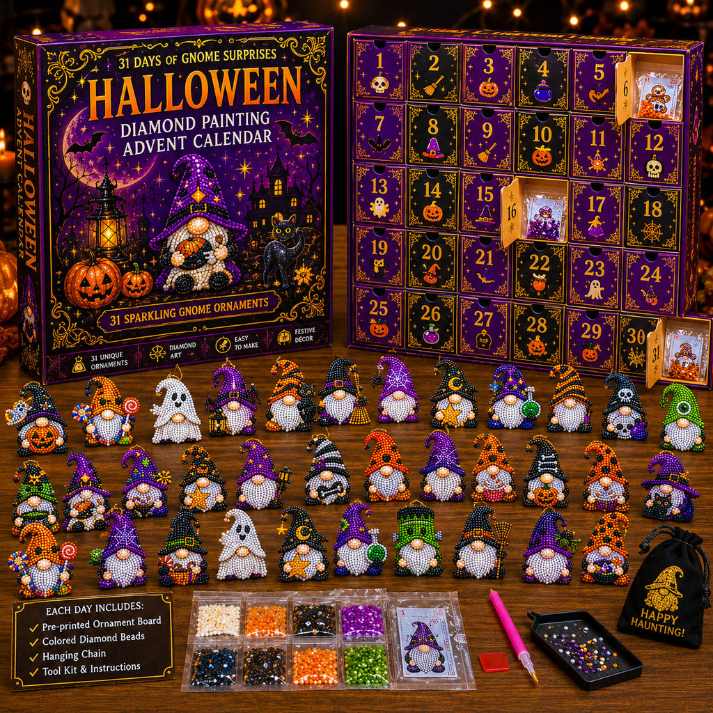 🔥LAST DAY 60% OFF - 🎃✨ 31 Days of Gnome Surprises Halloween Diamond Painting Advent Calendar