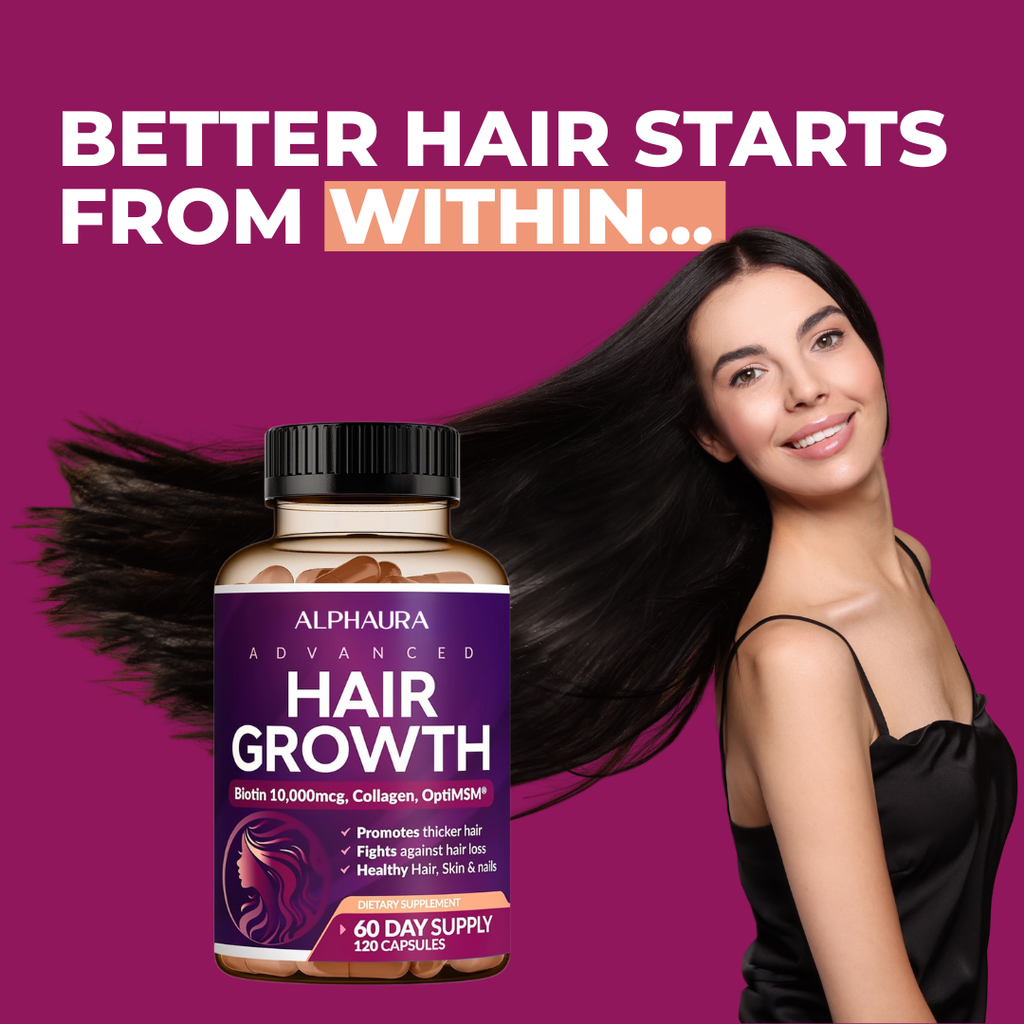 24-in-1 Advanced Hair Growth Vitamins - Biotin 10,000 mcg + Collagen & MSM