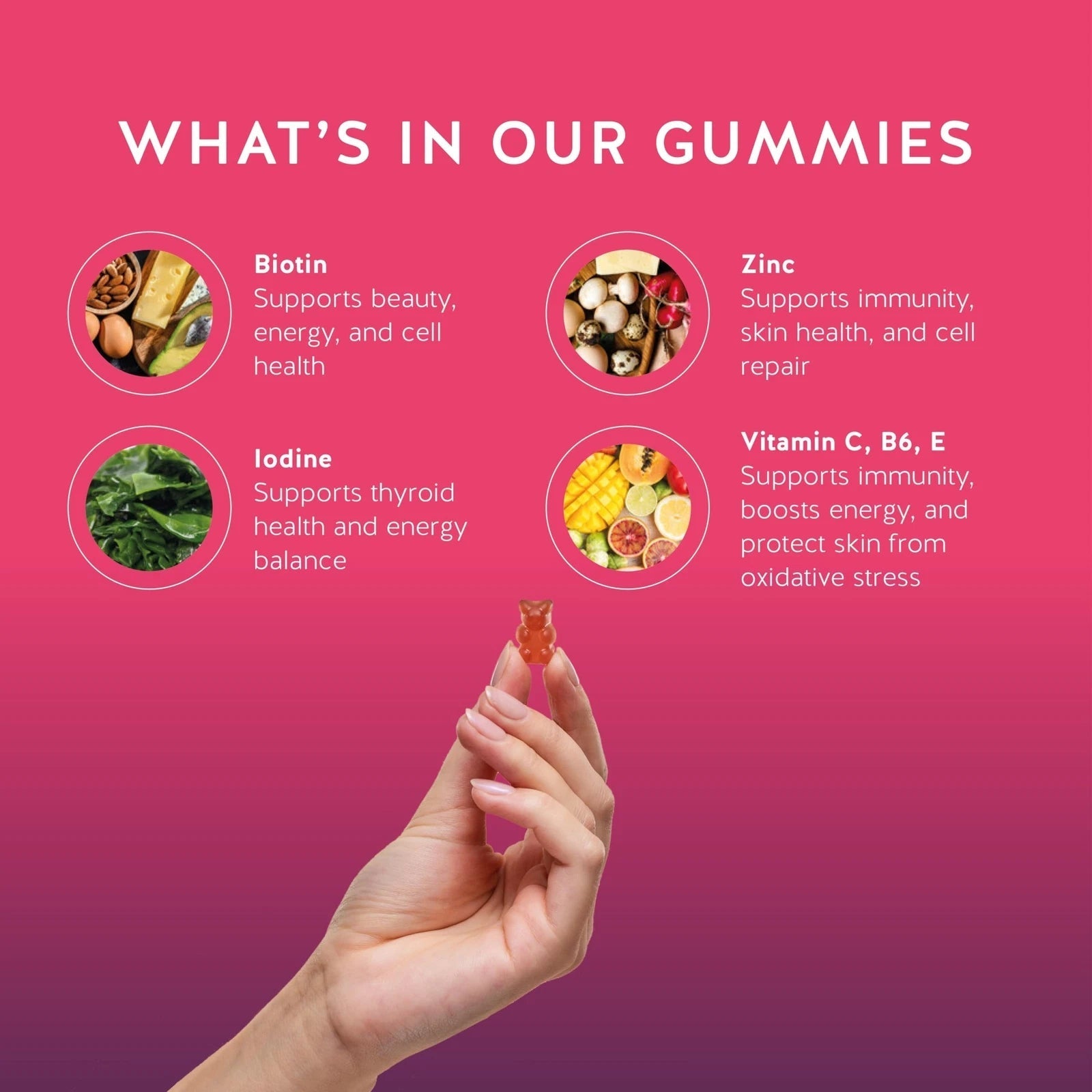 Biotin Gummies for Hair Skin & Nails. 5000 mcg High Potency Vegan Vitamins fo...
