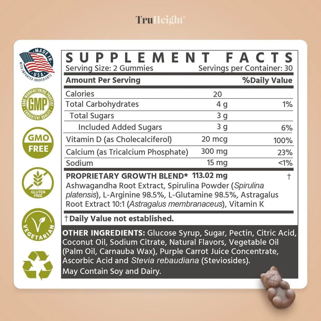 Growth Gummies (Watermelon) Tall Nutrition for Natural Growth Supplement for Kid