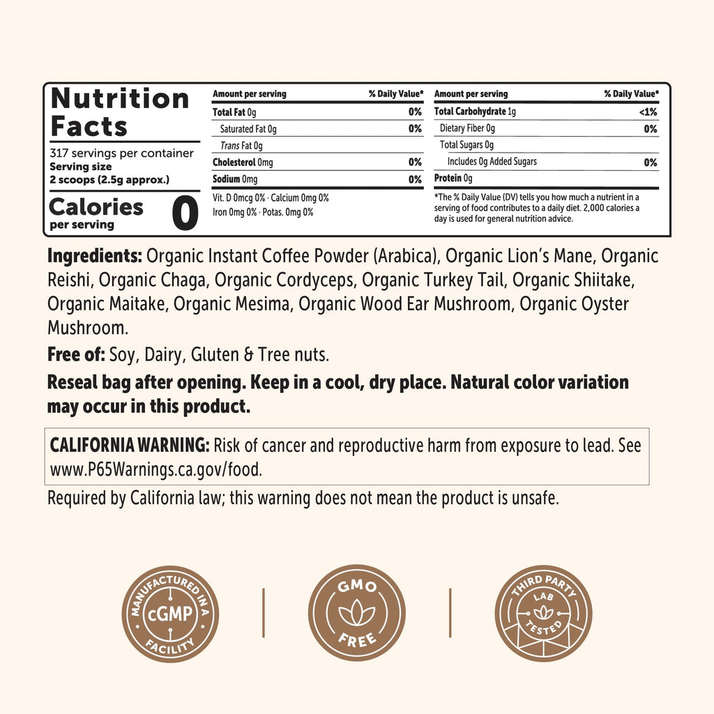 Micro Ingredients Organic Instant 10 in 1 Mushroom Coffee Powder