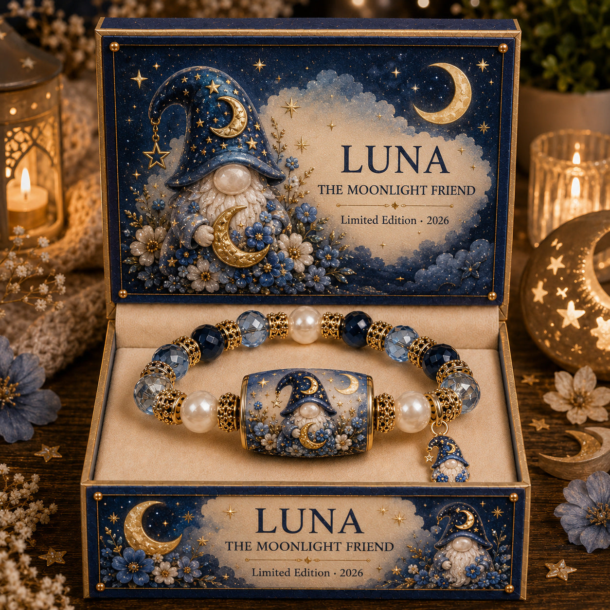 🌙Moonlight Gnome Crystal Bracelet Gift Box