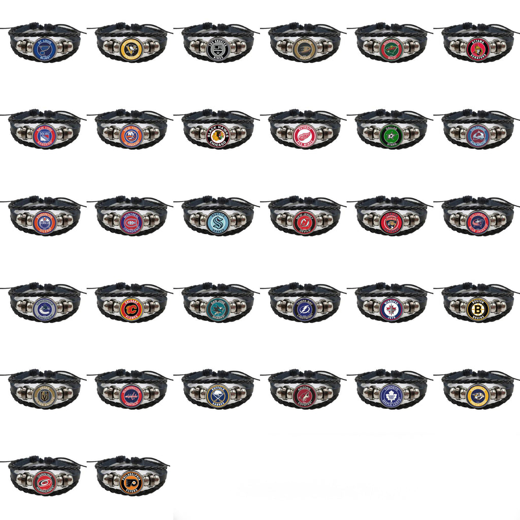NHL Hockey Team Leather Bracelet – Adjustable Sports Fan Bracelet