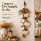 🎉Rustic White Pumpkin Hanging Swag – 5-Pumpkin Fall Wall & Door Decor