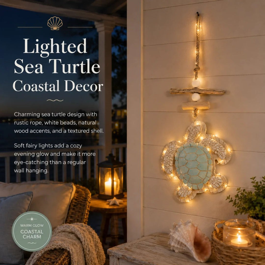 Lighted Coastal Sea Turtle Hanging Wall Decor with Remote