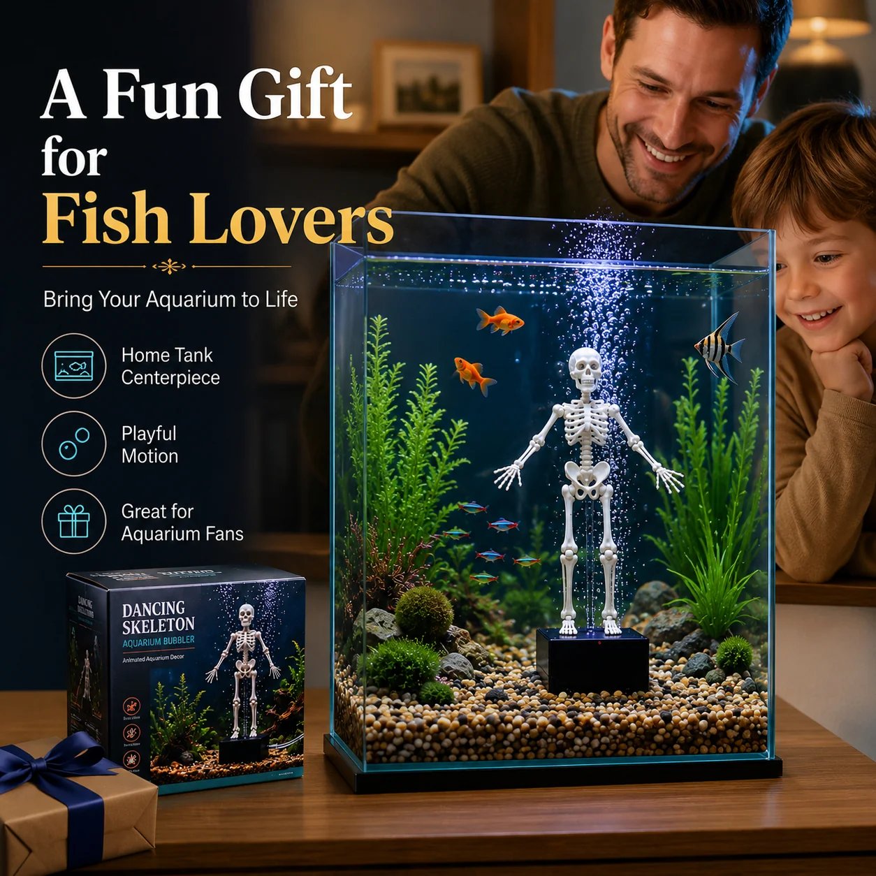 Dancing Skeleton Aquarium Bubbler