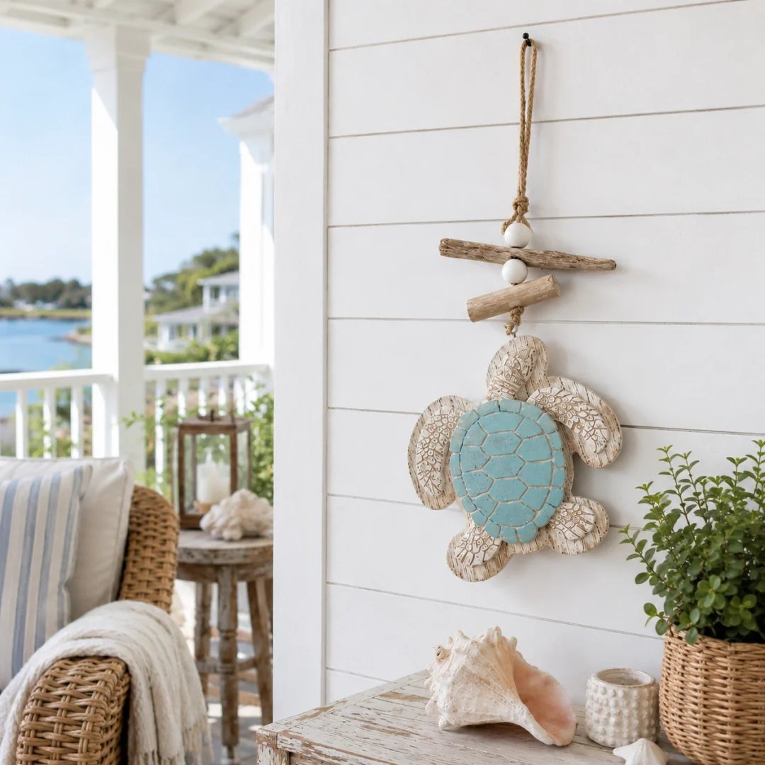 Lighted Coastal Sea Turtle Hanging Wall Decor with Remote