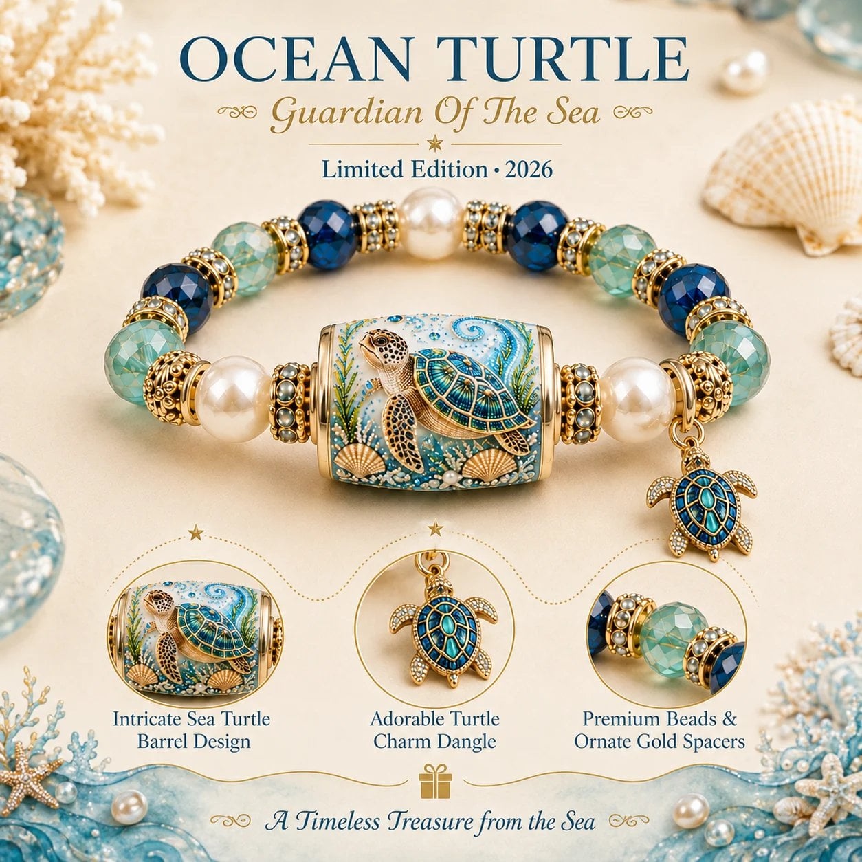 💥 Last Day 49% OFF – 🌊 Ocean Guardian Bracelet Collection | 6 Marine Creature Designs, Gemstone-Style Beads & Matching Sea Charms 🐚✨