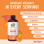 Liquid Multivitamin+Hair Growth | Clinically Tested for Thicker Hair & Facial Wrinkles in Women |  Lustriva Hair Growth Supplement | Peach Mango 15 Fl Oz