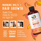 Liquid Multivitamin+Hair Growth | Clinically Tested for Thicker Hair & Facial Wrinkles in Women |  Lustriva Hair Growth Supplement | Peach Mango 15 Fl Oz