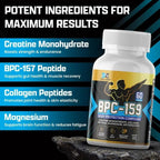Creatine & Collagen Peptide Capsules for Muscle & Joint Support, 60ct