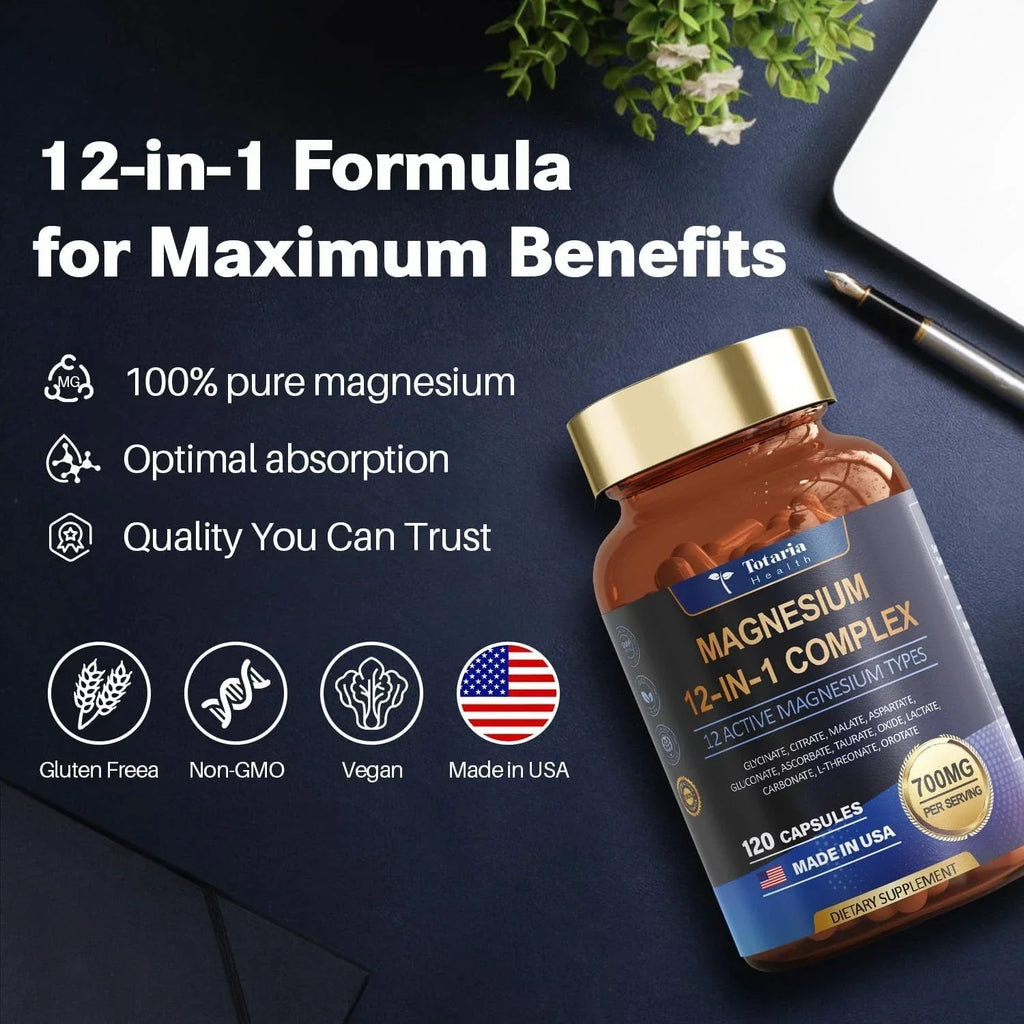 Magnesium 12 in 1 Complex 700mg - Glycinate Citrate Malate Taurate.4