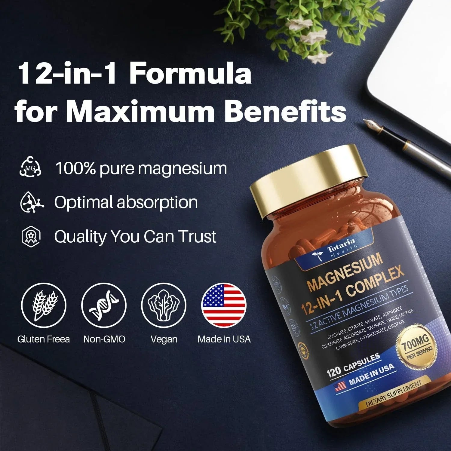 Magnesium 12 in 1 Complex 700mg - Glycinate Citrate Malate Taurate.4