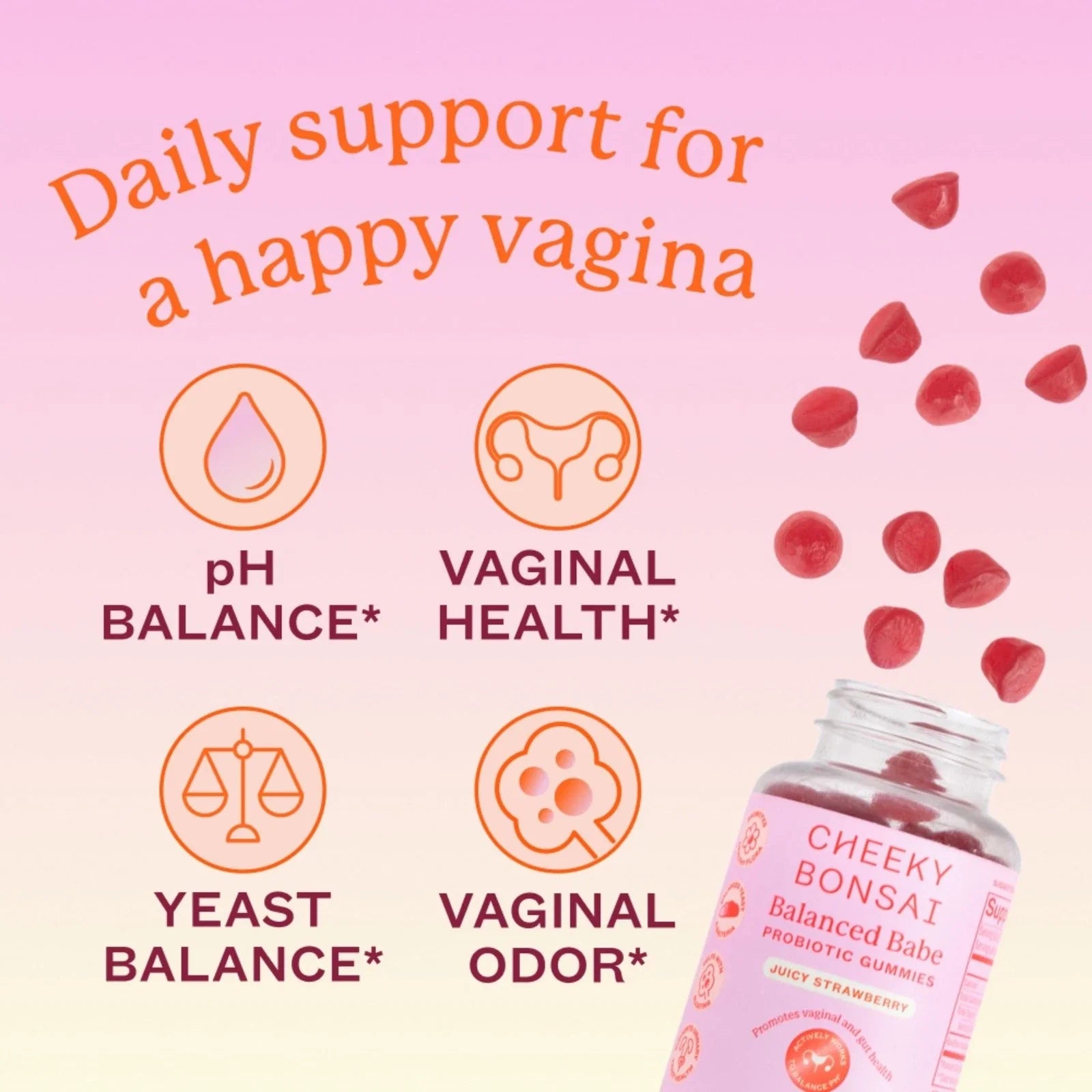Cheeky Bonsai Women's Probiotic Gummies Balanced Babe, 60 Count
